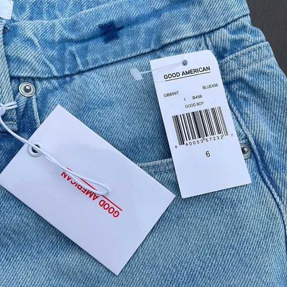 Good American Good Boy Jeans with Slit size 6 NWT Blue 456 - Picture 8 of 8